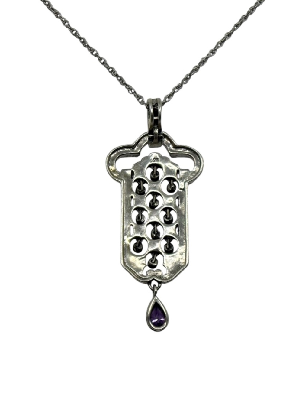 Vintage sterling silver marcasite & crystal pendant - GM294 - Picture 4 of 4